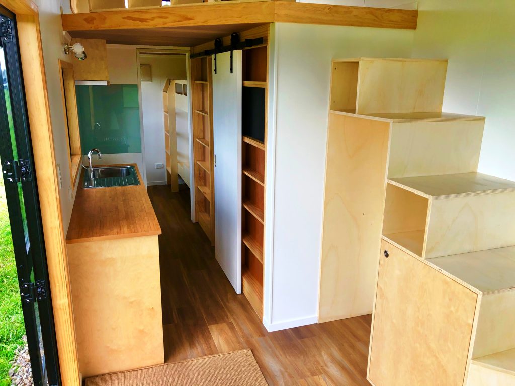 Tiny House Kitchen and Storage Stairs