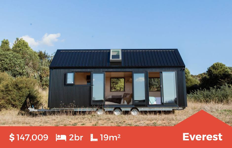 The Everest Tiny Home by Fox Cabins. Ideal for an Airbnb. In Ebony Black Colorsteel Cladding.