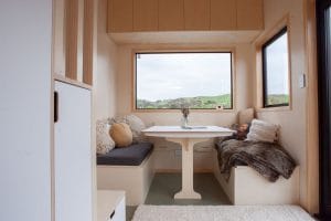 Inside of of the Fox Cabins Tiny Homes. All custom design to the clients specifications.